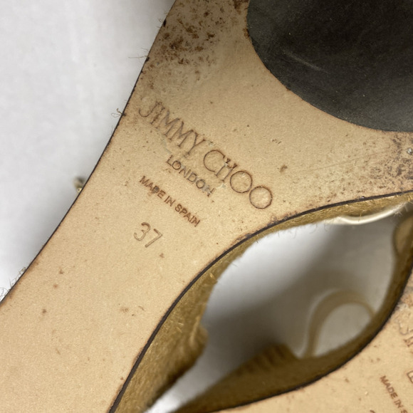 Jimmy Choo Delaney Sandal 80 Ivory Leather Wedge Braided Rope Detailing … - Picture 11 of 11